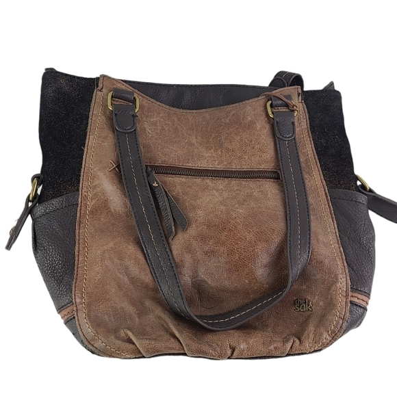 THE SAK Brown Leather Shoulder Bag Tote Purse - Picture 4 of 5